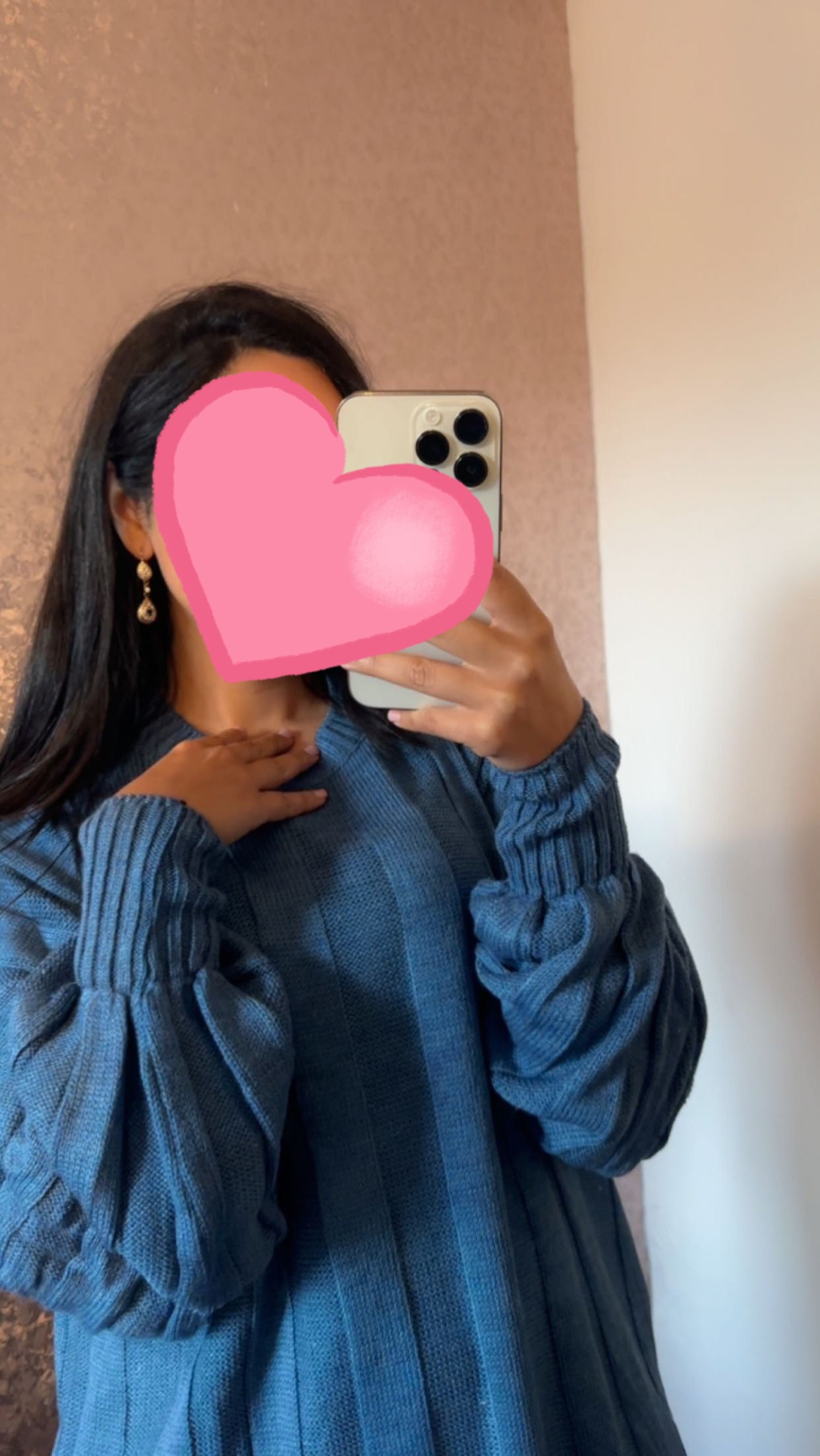 Oversized jurk met ballon mouwen - Blue