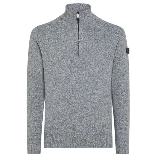 Trui half-zip lichtgrijs wol stretch