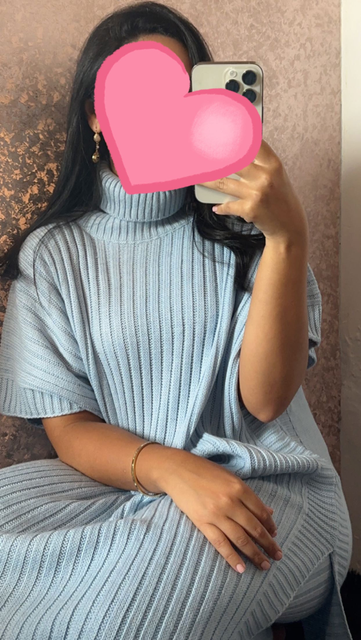 Coltrui oversized jurk met geribde broek - Babyblauw