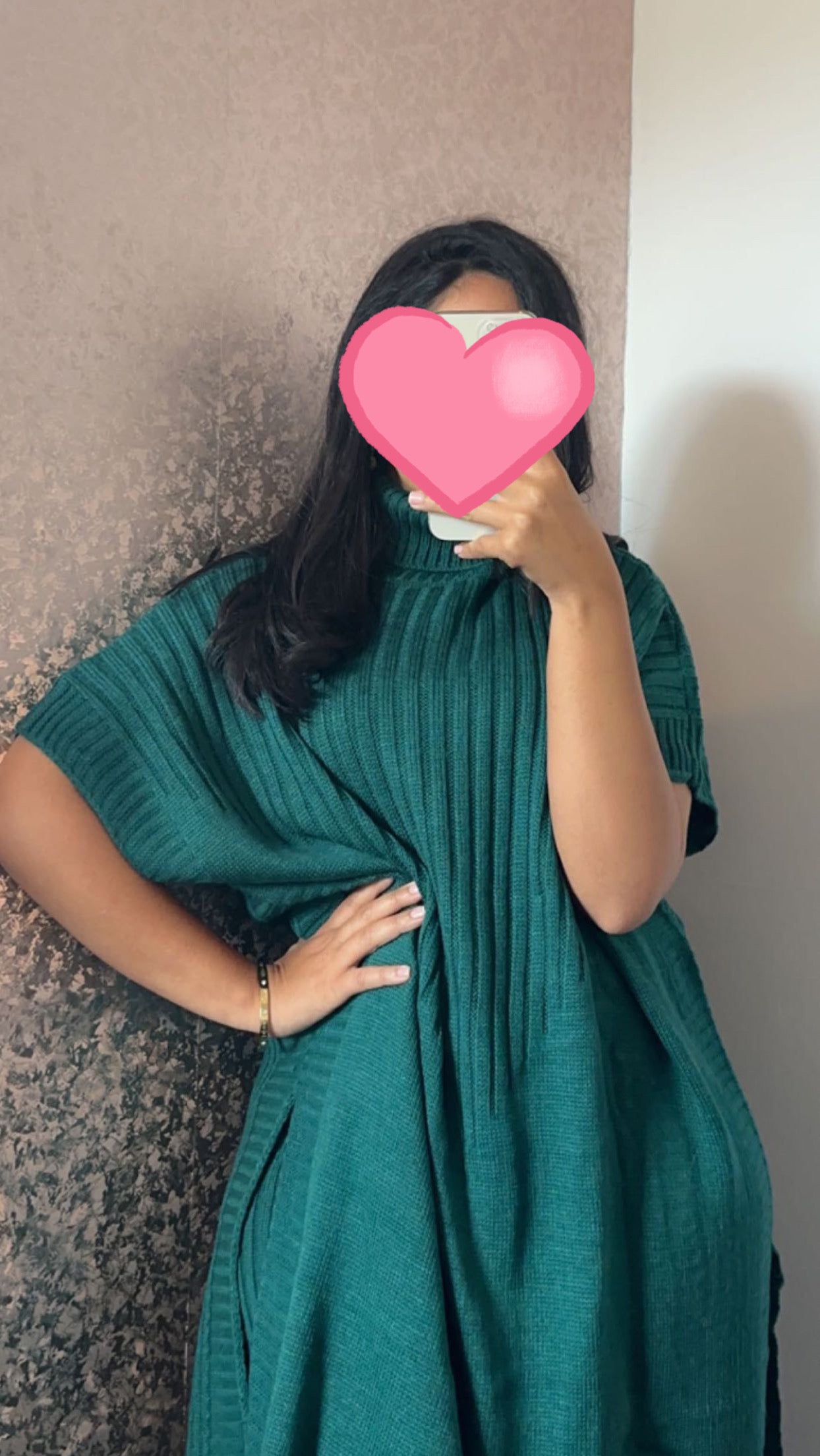 Coltrui oversized jurk met geribde broek - Donkergroen