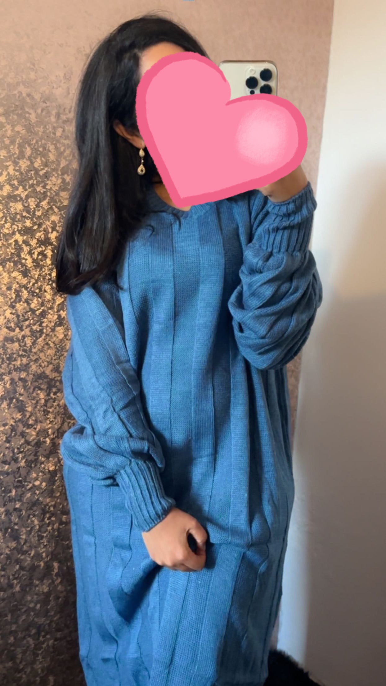 Oversized jurk met ballon mouwen - Blue