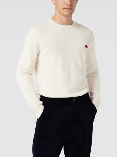 Gebreide pullover met labelpatch in offwhite