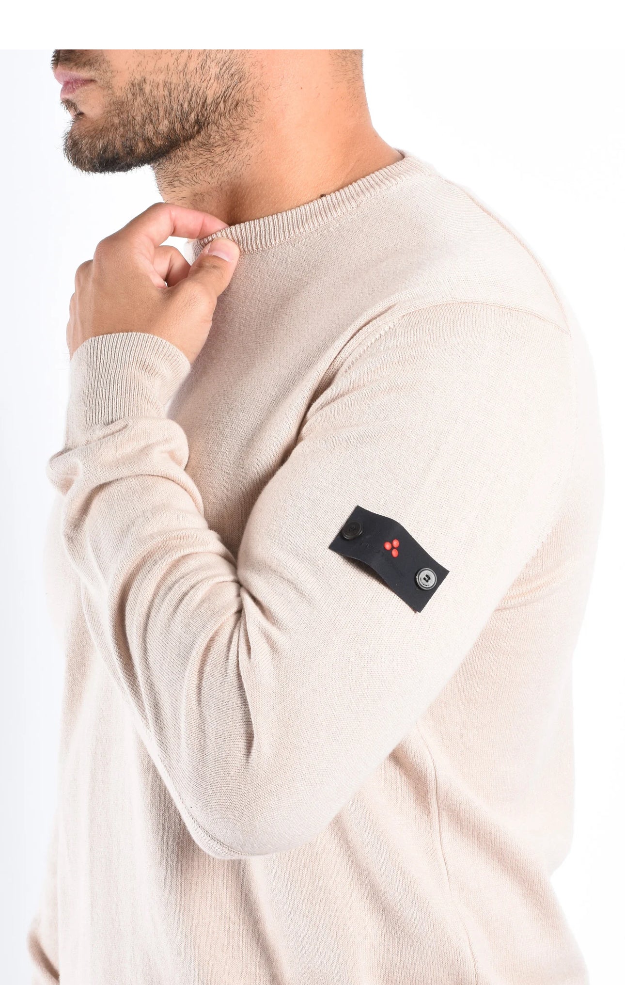 Luxe wol-katoen heren trui met ronde hals