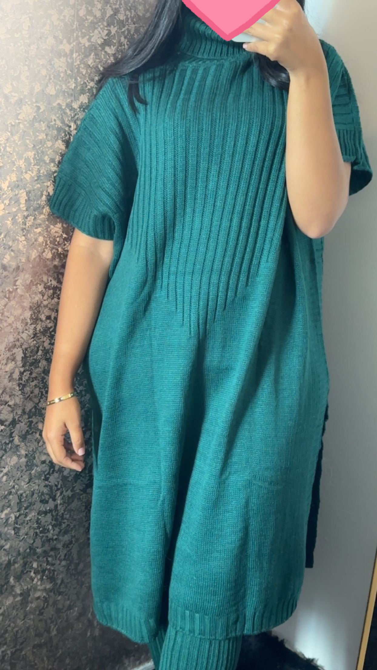 Coltrui oversized jurk met geribde broek - Donkergroen