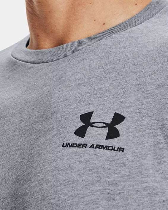 UA Left Chest Logo met korte mouwen - Steel Light Heather / Black