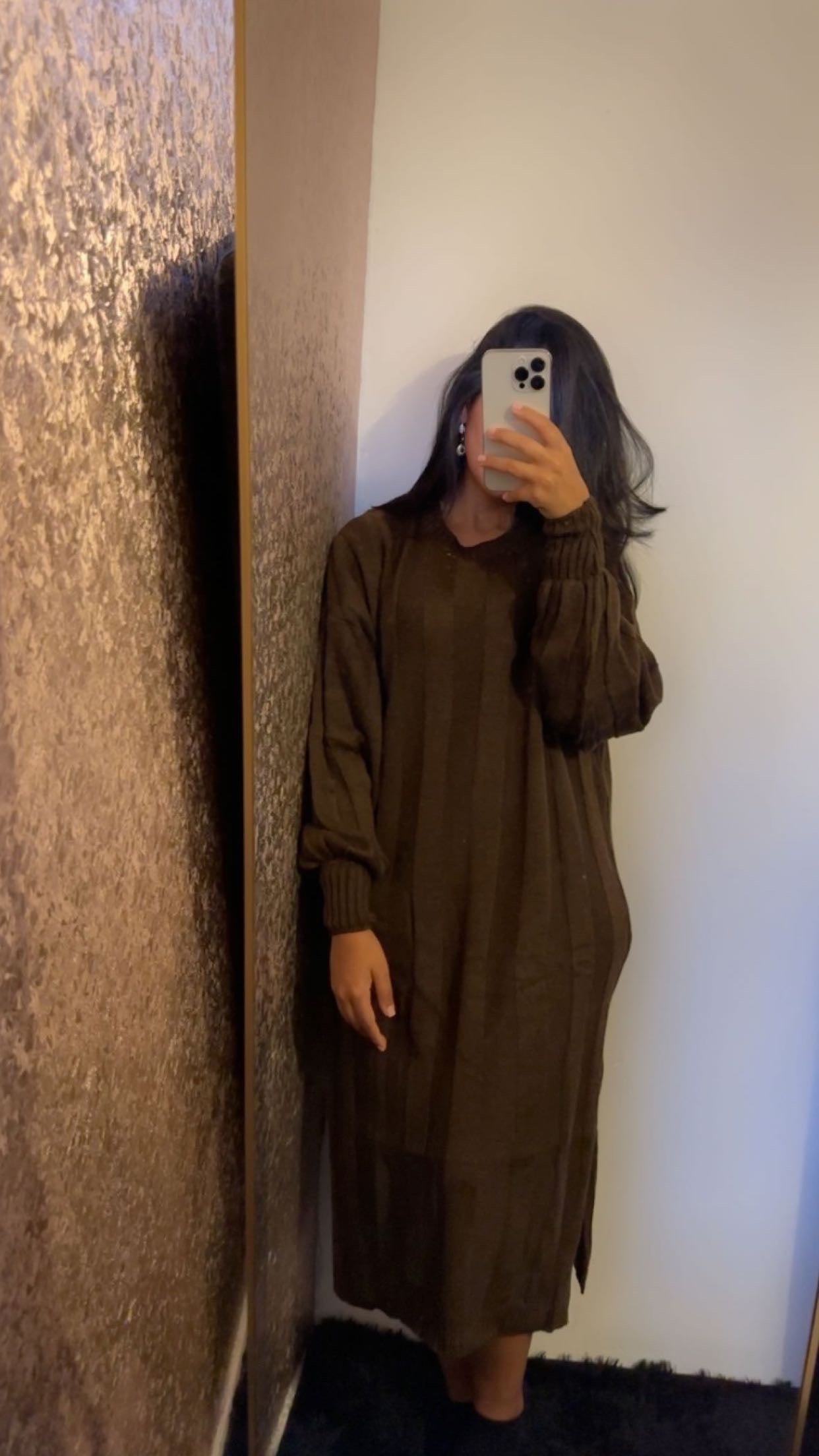 Oversized jurk met ballon mouwen - Brownie