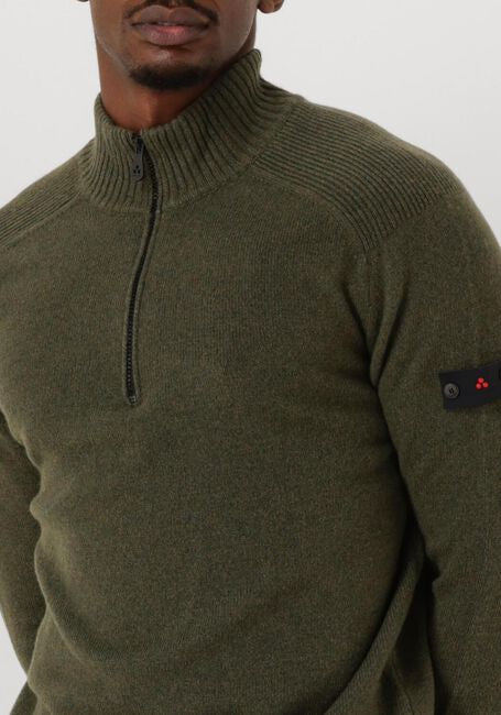 Luxe wollen half-zip trui met opstaande kraag - Braille - Deepgreen