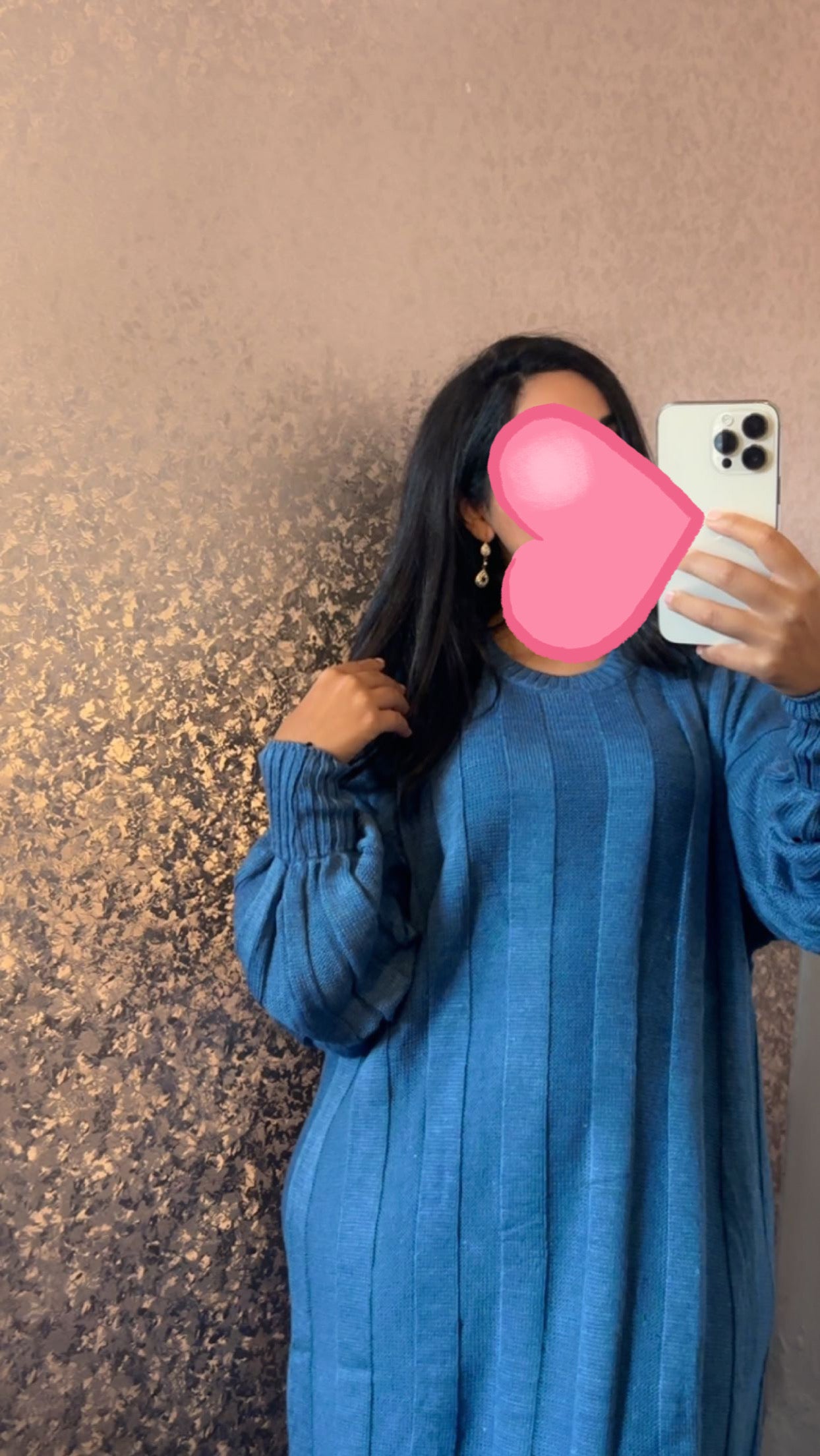 Oversized jurk met ballon mouwen - Blue