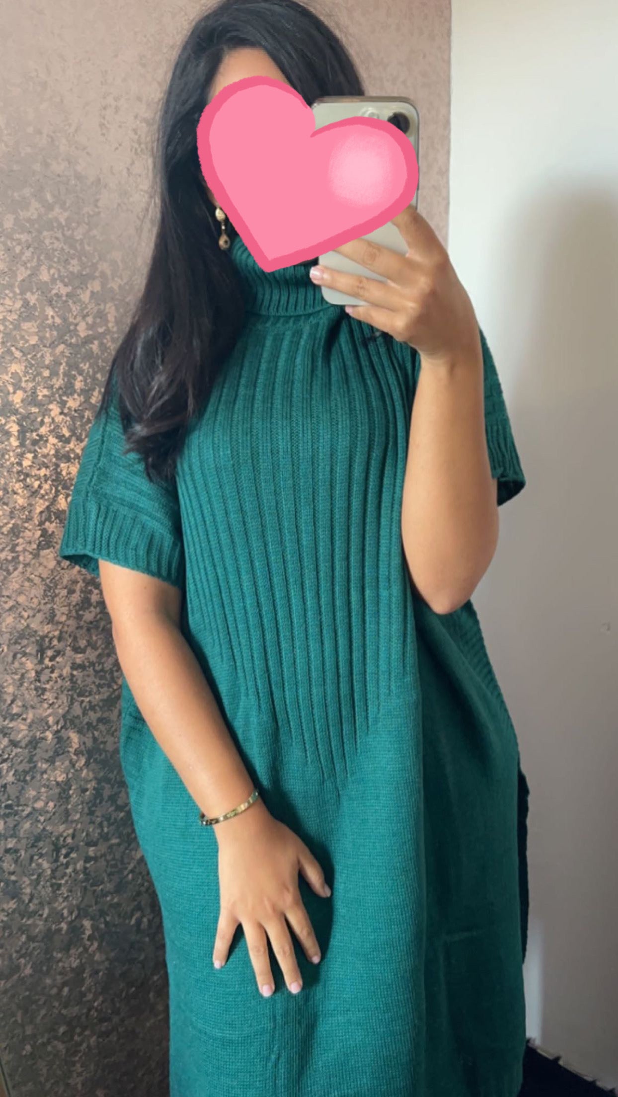 Coltrui oversized jurk met geribde broek - Donkergroen