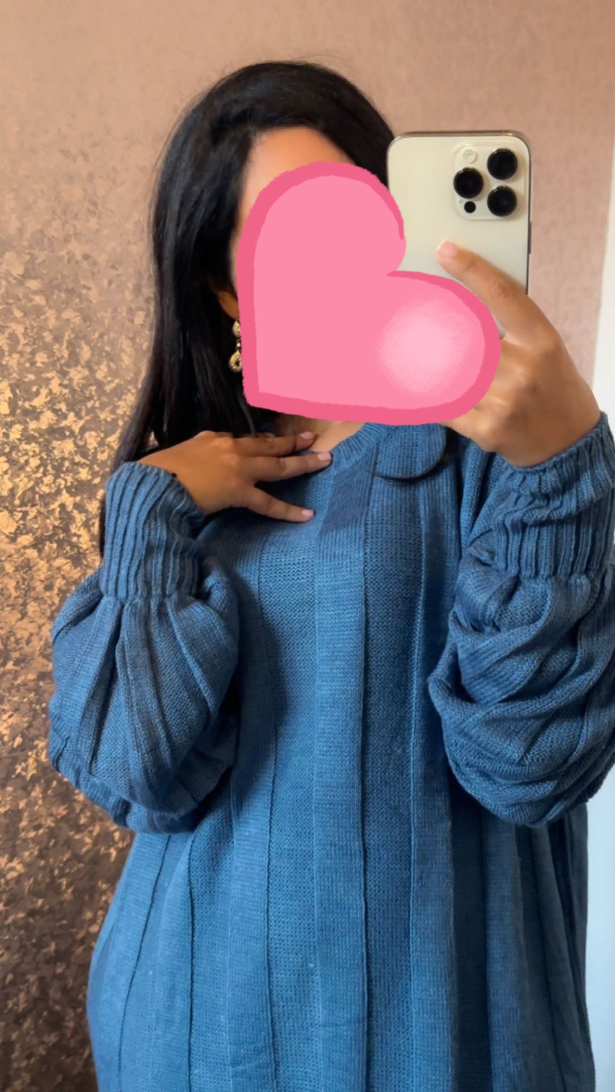 Oversized jurk met ballon mouwen - Blue