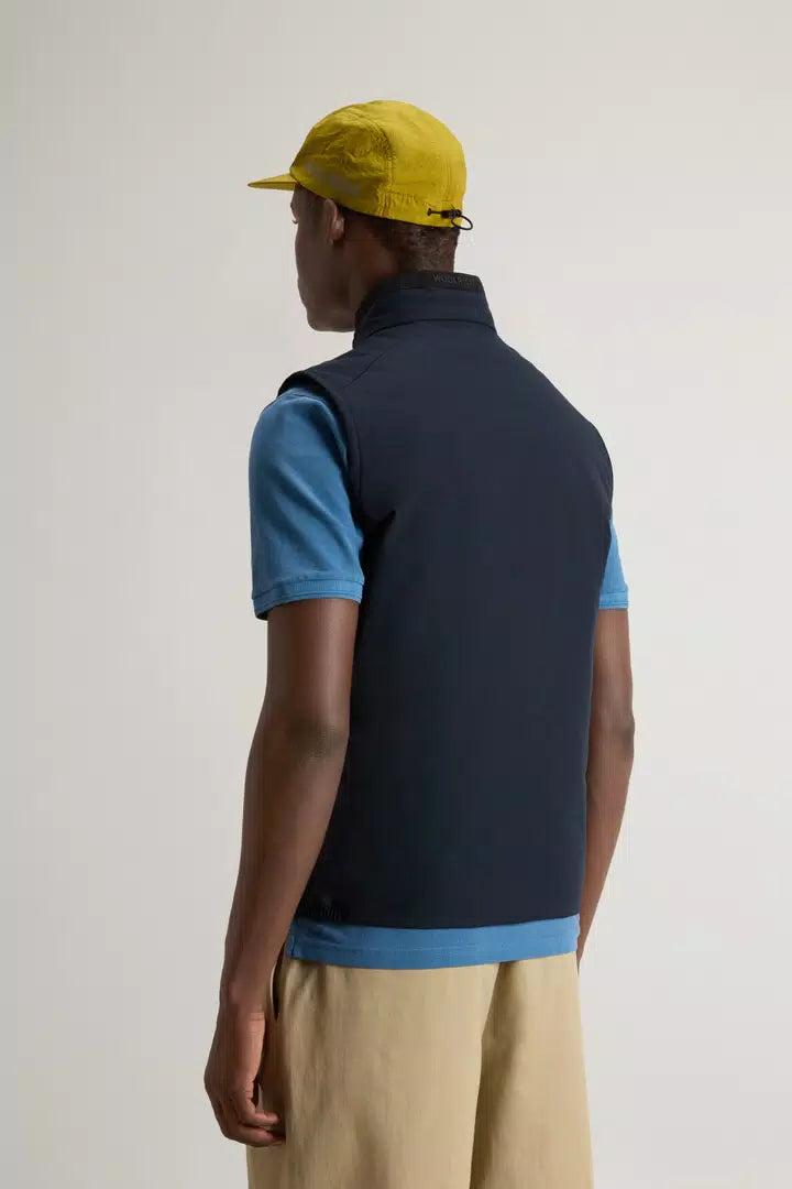 Gewatteerd Zeilvest in Tweelaagse Stof - Melton Blue