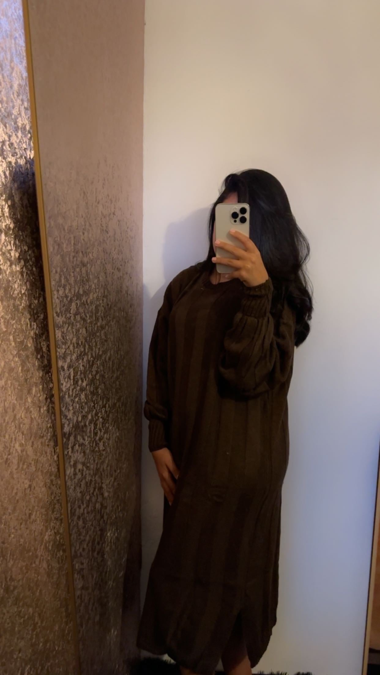 Oversized jurk met ballon mouwen - Brownie