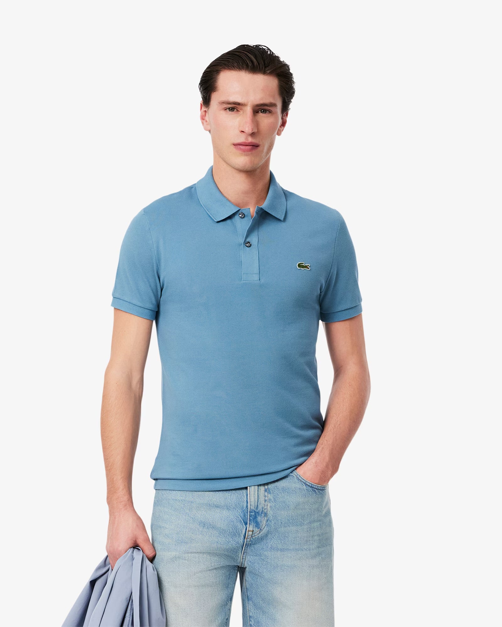 Slim Fit Piqué Polohemd - Blauw