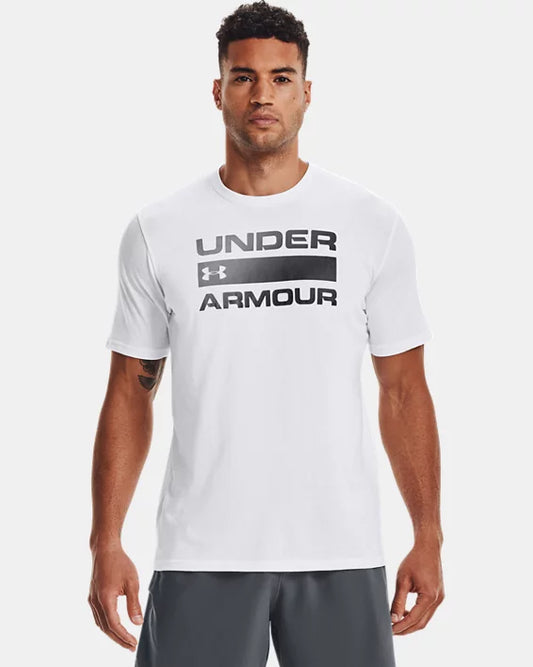 Herenshirt UA Team Issue Wordmark met korte mouwen - White